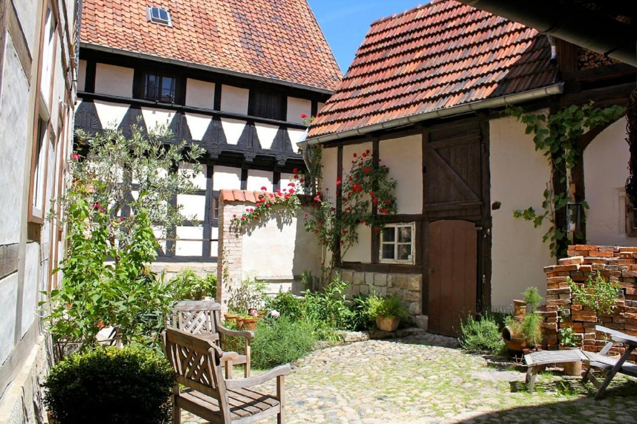 Himmlischer Hof - Juwel Von 1477, Terrasse, Kamin, P, Oeko, Denkmal Quedlinburg Kültér fotó